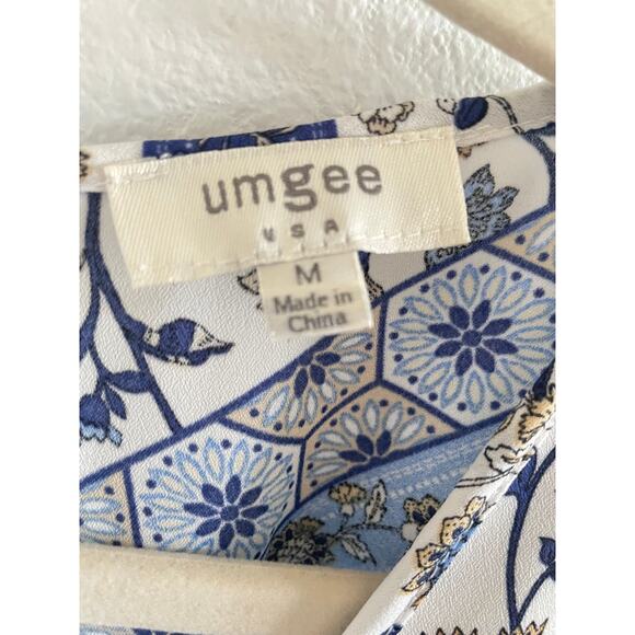 Umgee Floral Paisley Bandana Red Blue Dress Medium - Picture 3 of 7